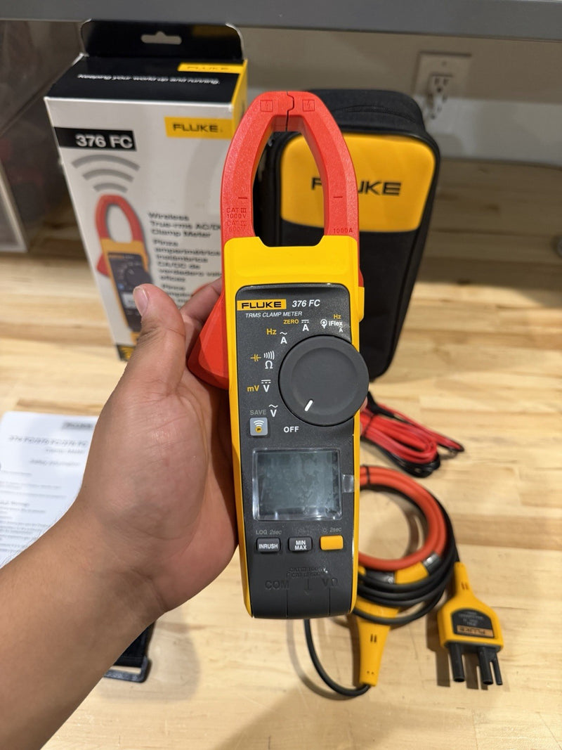 FLUKE 376FC WIRELESS TRUE RMS AC/DC CLAMP METER W/LEADS - SHIPS FAST NEW