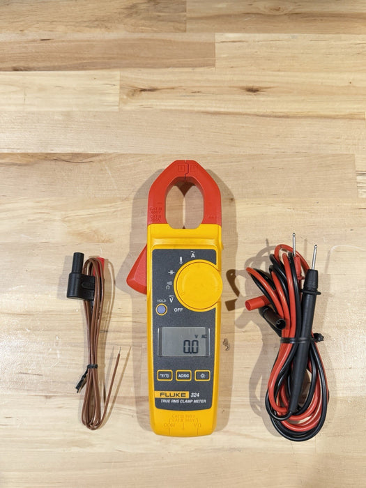 FLUKE 324 TRUE-RMS CLAMP METER W/ LEADS & CASE - SHIPS FAST
