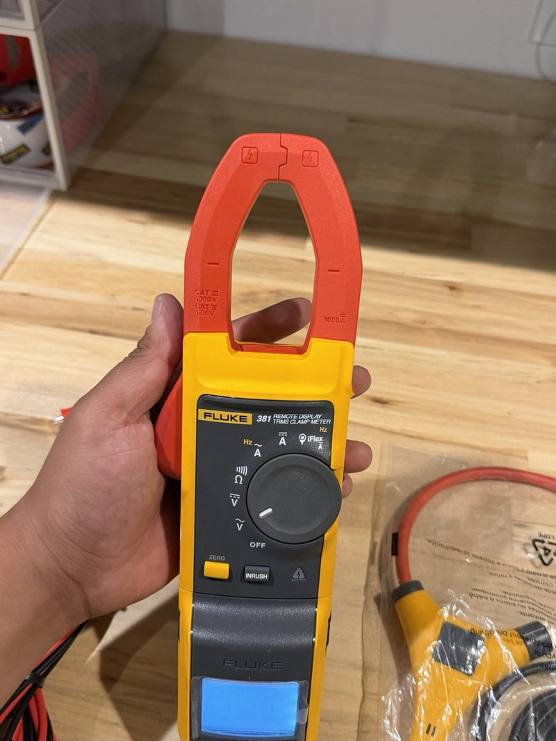 FLUKE 381 REMOTE DISPLAY TRMS CLAMP METER WITH ACCESSORIES TESTED