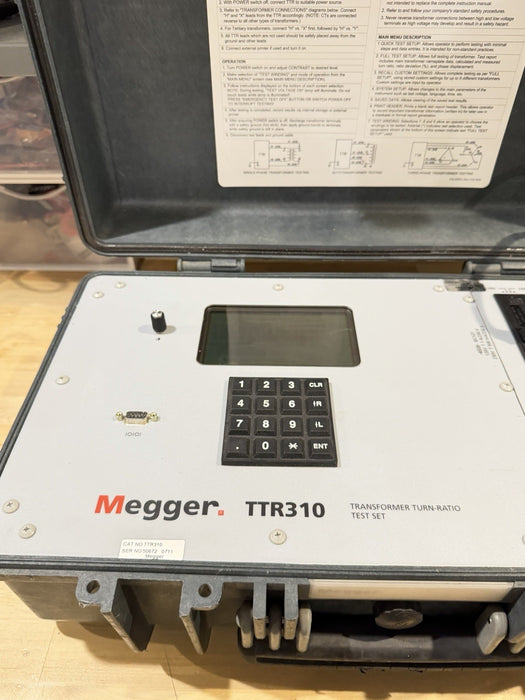 MEGGER TTR310 THREE PHASE TRANSFORMER TURNS RATIO TESTER TESTED