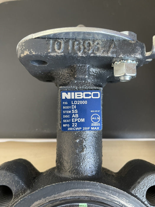 Nibco LD-2000-3 Lug Butterfly Valve, 6" w/Lever Lock Handle