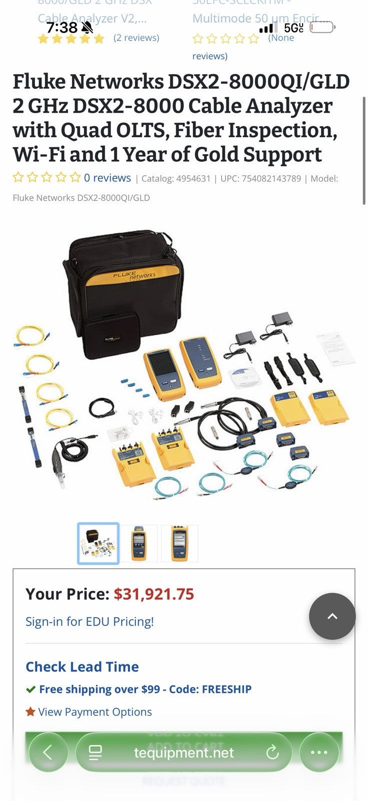 FLUKE NETWORKS DSX2-8000QI/GLD 2 GHZGLD 1 YEAR SUPPORT MFD 2025
