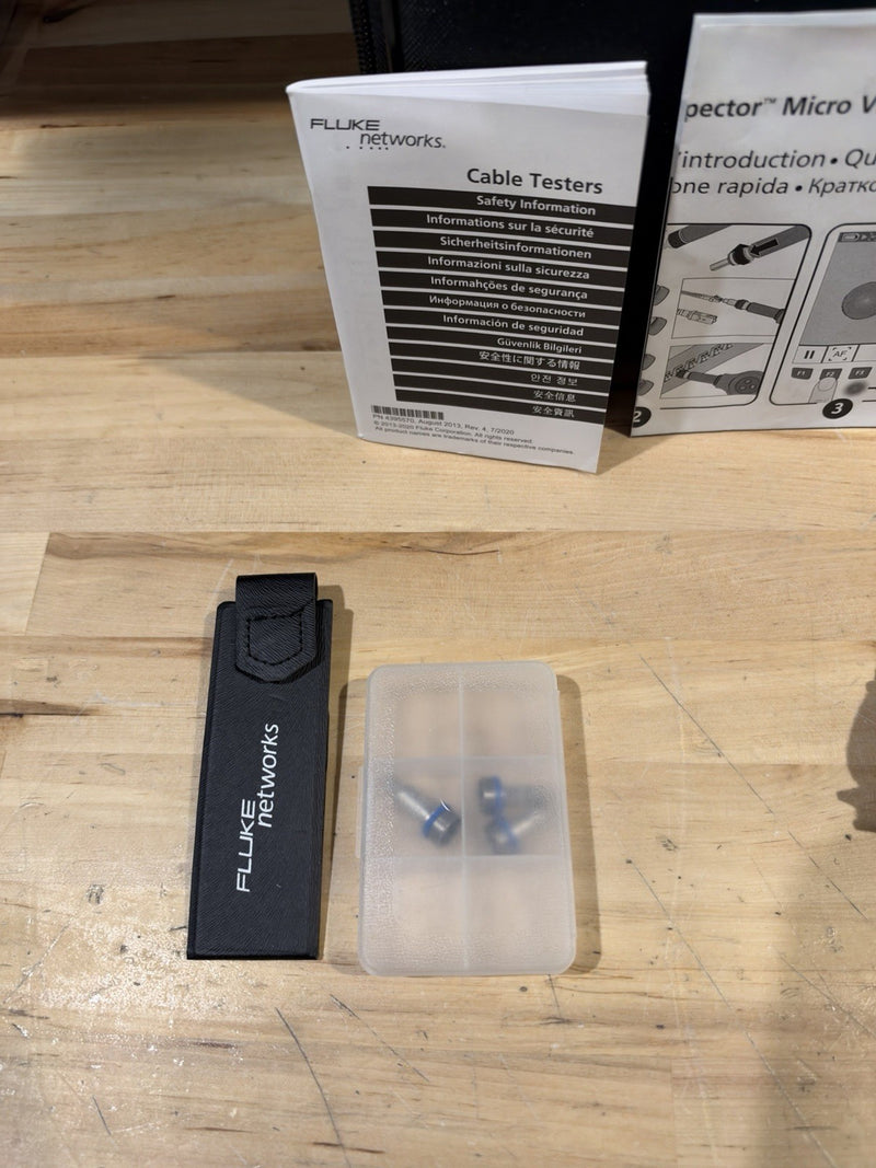 FLUKE NETWORKS FI-500 FIBER-INSPECTOR MICRO KIT W/  ACCESSORIES (TESTED)