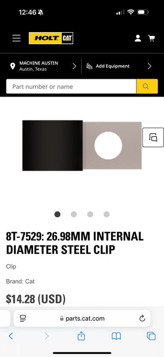 CAT 8T-7529: 26.98MM INTERNAL DIAMETER STEEL CLIP (GENUINE OEM) (QTY:10)