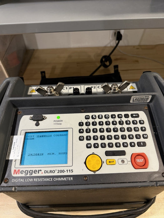 MEGGER DLRO 200-115 DIGITAL LOW RESISTANCE OHMMETER TESTED