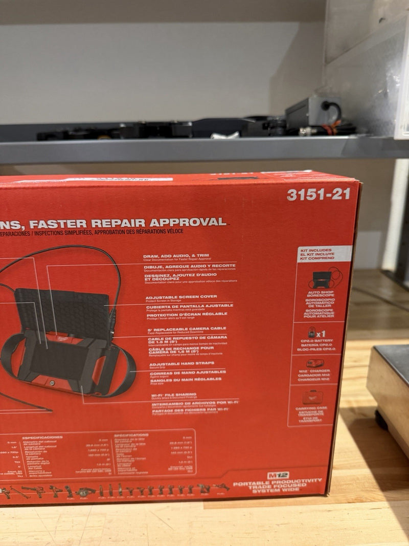 MILWAUKEE 3151-21 M12 AUTO SHOP BORESCOPE WI-FI FILE SHARING INSPECTION CAMERA