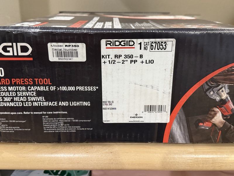 RIDGID RP 350 PRESS TOOL KIT 67053 1/2" TO 2" PROPRESS JAWS - NEW FACTORY SEALED