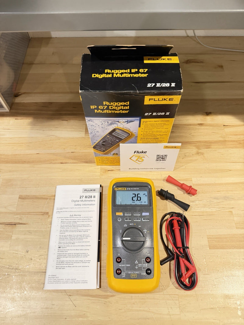 FLUKE 27 II TRUE RMS MULTIMETER CALIBRATED -SHIPS FAST (NEW SEALED)