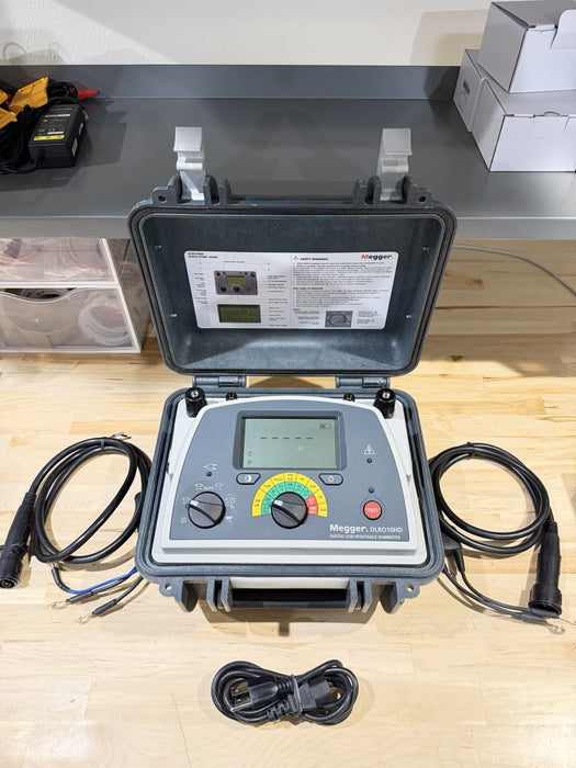 MEGGER DLRO10HD DIGITAL LOW RESISTANCE OHMETER W/ PROBES & CHARGER (TESTED)
