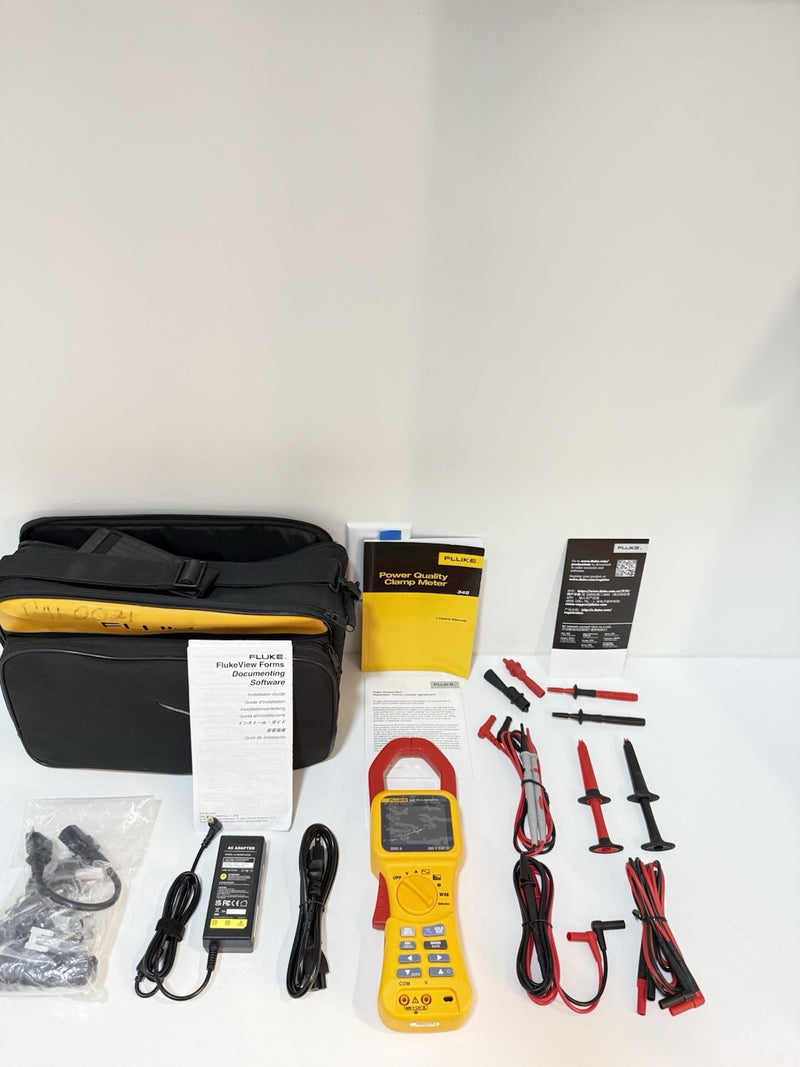 FLUKE 345 POWER QUALITY CLAMP METER W/LEADS & ACCESSORIES TESTED SHIPS FREE