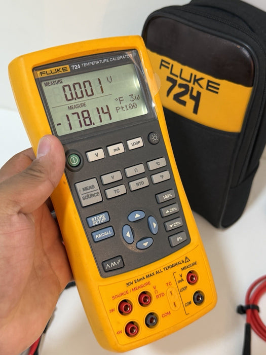 FLUKE 724 TEMPERATURE CALIBRATOR METER W/ LEADS & ACCESSORIES (TESTED)SHIPS FAST