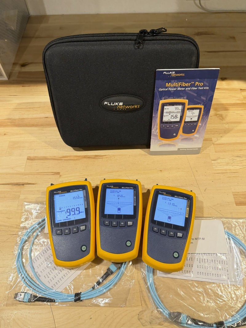 FLUKE NETWORKS MFTK MM-850/SM-1310 MULTIFIBER PRO MPO FIBER LOSS TEST KIT TESTED