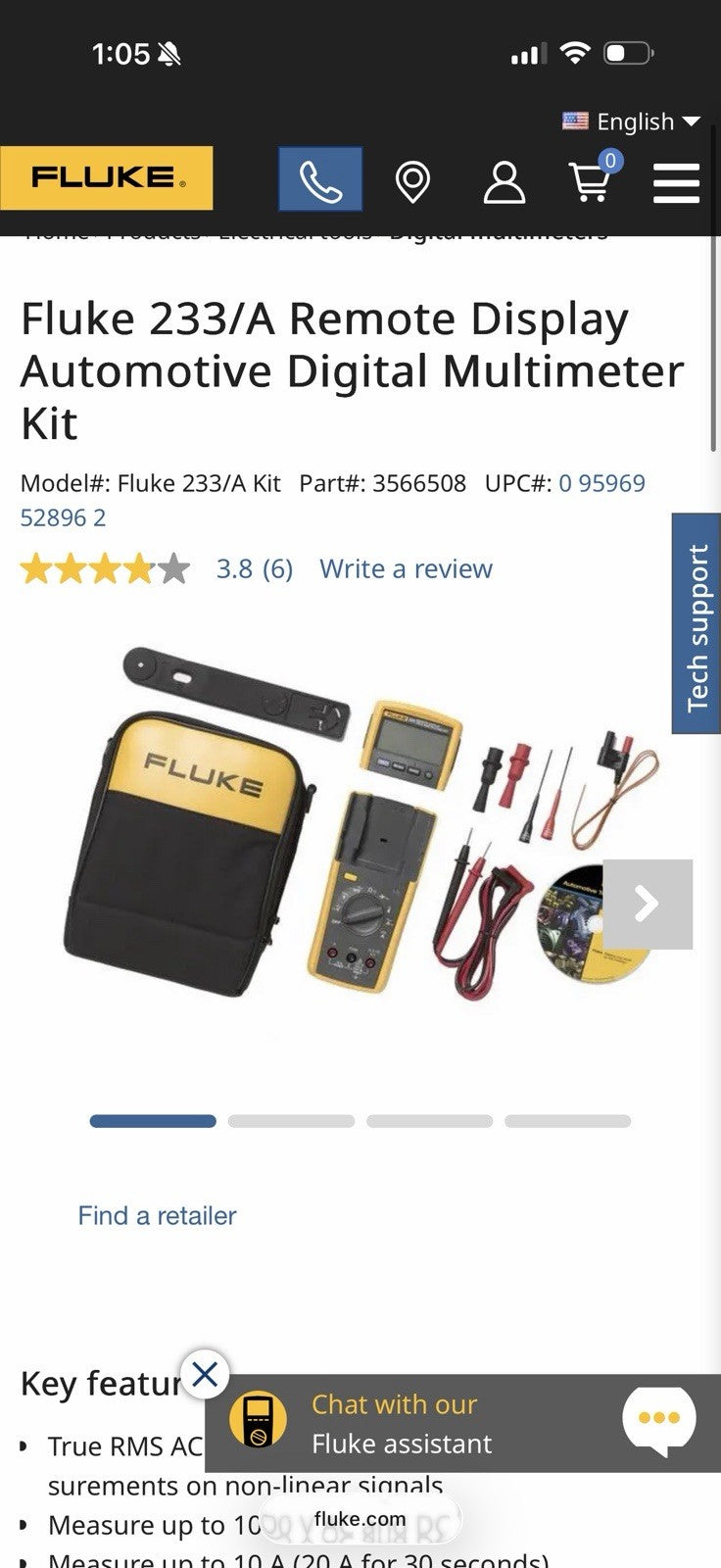 FLUKE 233 REMOTE DISPLAY AUTOMOTIVE DIGITAL MULTIMETER KIT