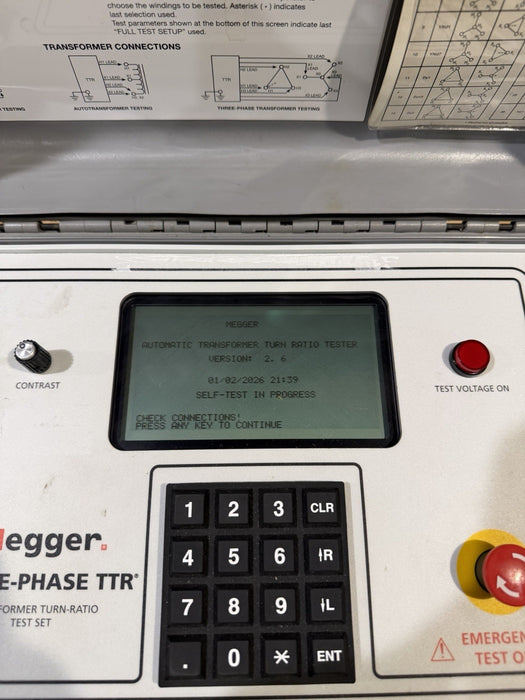 MEGGER THREE-PHASE TTR 550503 TRANSFORMER TURN-RATIO TESTER WITH LEADS TESTED
