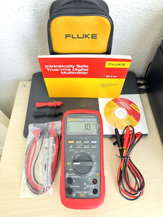 FLUKE 28 II EX TRUE RMS MULTIMETER W / LEADS & BAG - FREE SHIPPING (TESTED)