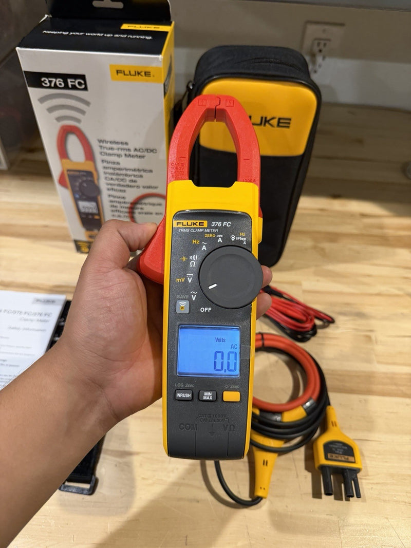 FLUKE 376FC WIRELESS TRUE RMS AC/DC CLAMP METER W/LEADS - SHIPS FAST NEW
