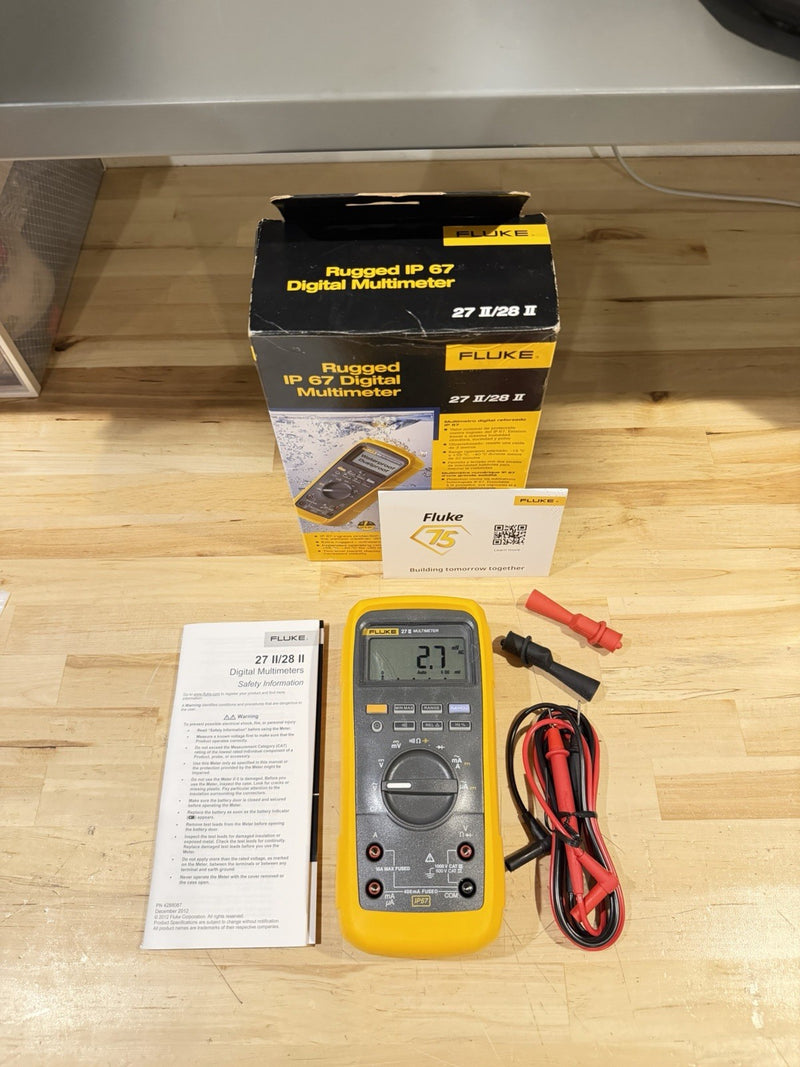 FLUKE 27 II TRUE RMS MULTIMETER CALIBRATED -SHIPS FAST (NEW SEALED)