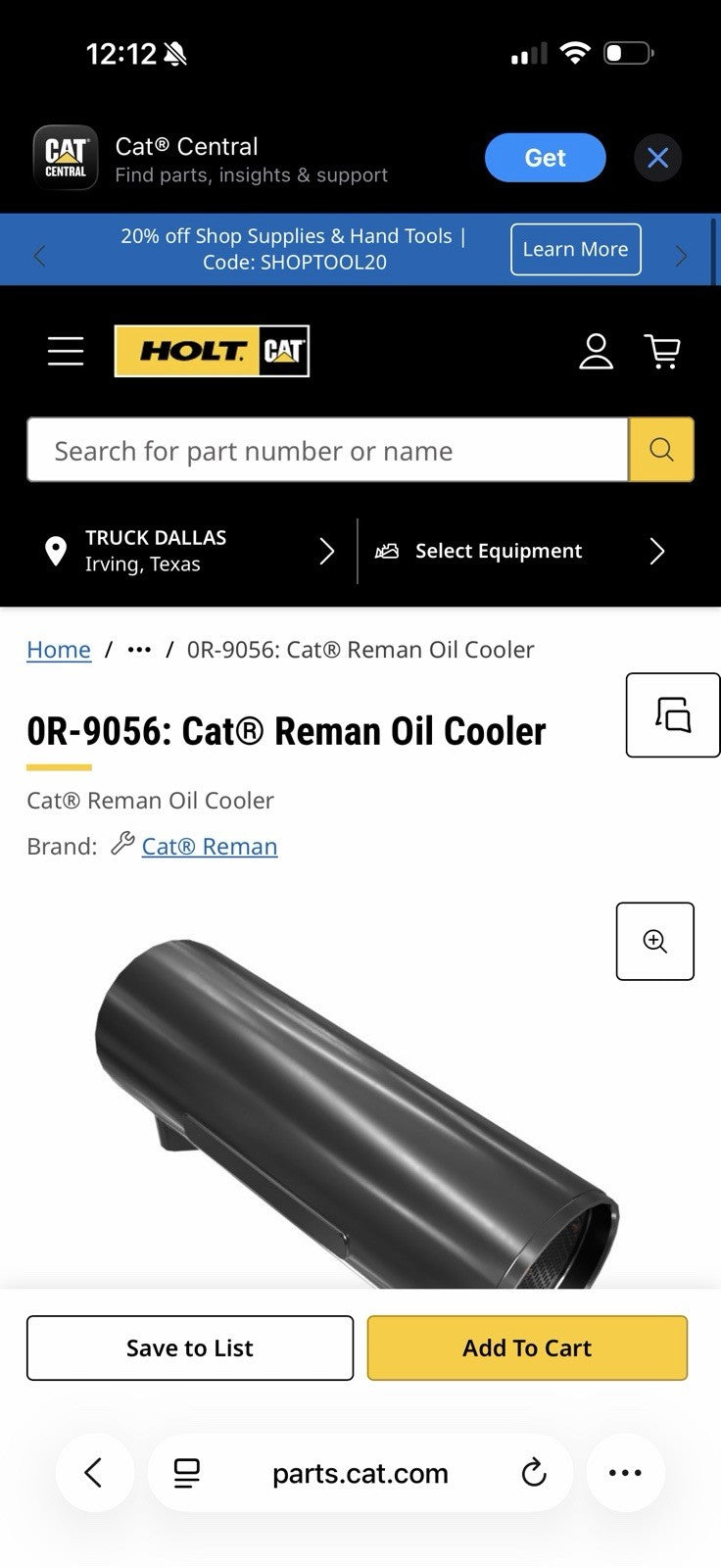 CAT 0R-9056 COOLER