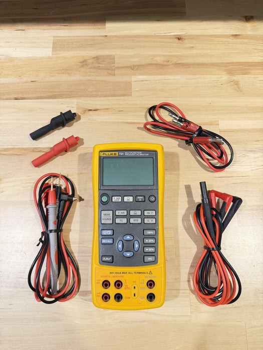 FLUKE 725 MULTIFUNCTION PROCESS CALIBRATOR WITH LEADS & CLIPS