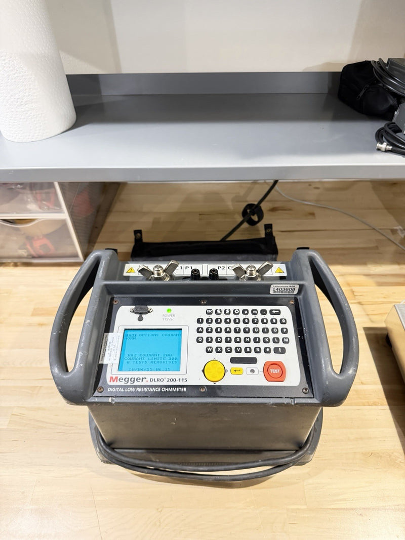 MEGGER DLRO 200-115 DIGITAL LOW RESISTANCE OHMMETER TESTED
