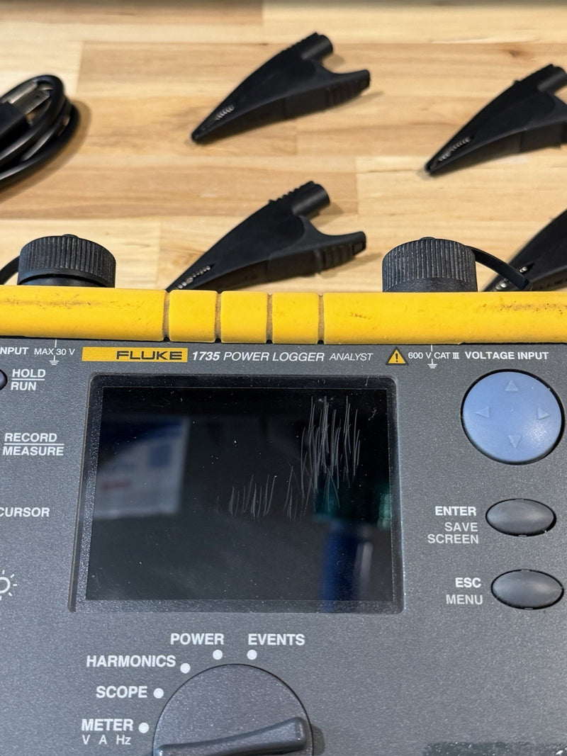 FLUKE 1735 THREE-PHASE POWER LOGGER WITH PROBES & CHARGER TESTED