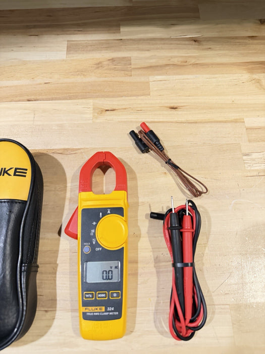 FLUKE 324 TRUE-RMS CLAMP METER W/ LEADS & CASE - SHIPS FAST