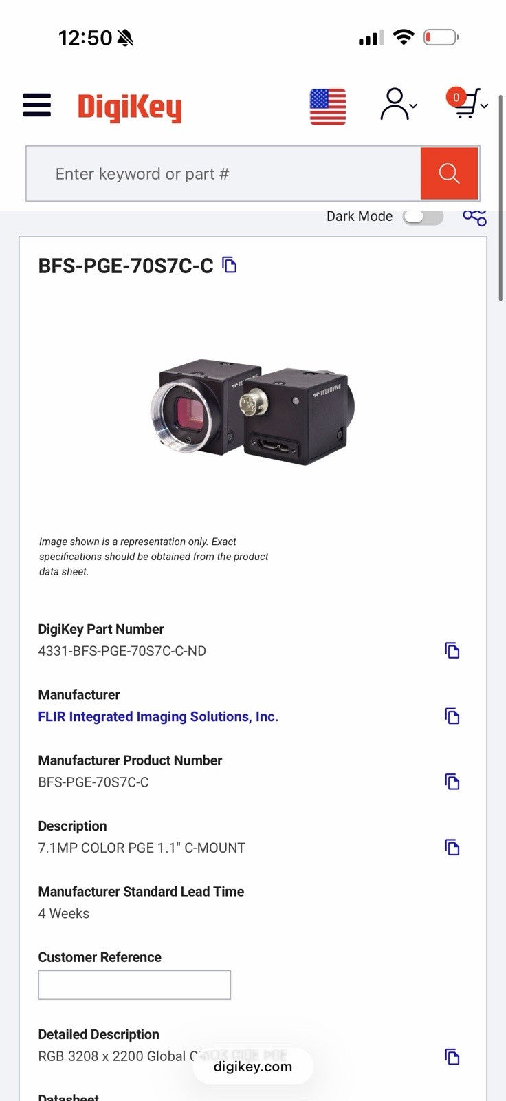 FLIR BLACKFLY S POE GIGE COLOR ROBOT VISION CAMERA BFS-PGE-70S7C-C