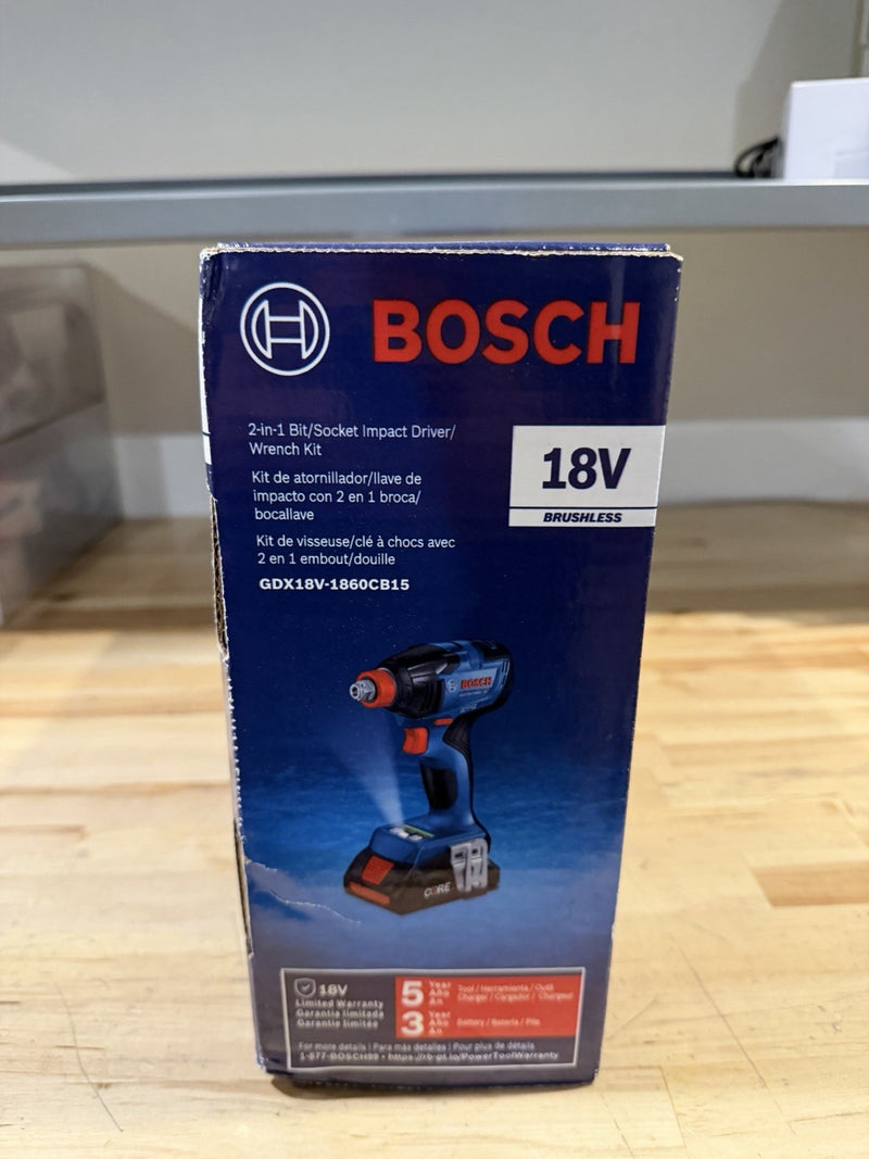 BOSCH GDX18V-1860CB15 18V IMPACT DRIVER - 1/2" WRENCH KIT (NEW SEALED)
