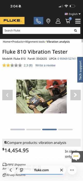 FLUKE 810 VIBRATION TESTER KIT & ACCESSORIES (NEW SEALED) FREE SHIPPING