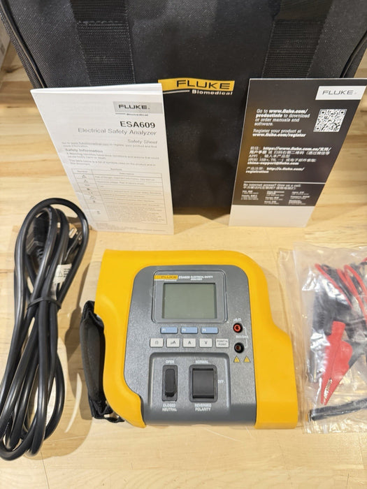 FLUKE BIO MEDICAL ESA609 ELECTRICAL SAFETY ANALYZER PORTABLE METER & ACCESSORIES