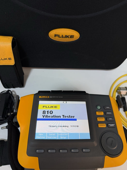 FLUKE 810 VIBRATION TESTER WITH TACHOMETER & TRIAXIAL ACCELEROMETER & CASE TESTED