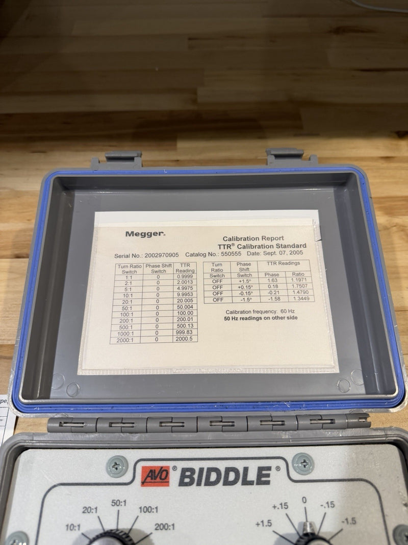 MEGGER AVO BIDDLE 550555 TTR CALIBRATION STANDARD TESTED