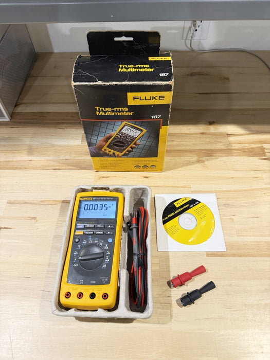 FLUKE 187 TRUE RMS MULTIMETER W/ LEADS & CLIPS  (NEW SEALED) TESTED - RARE