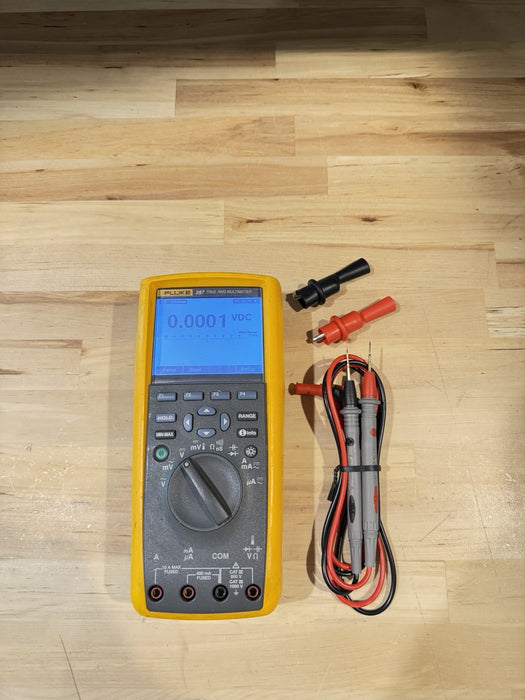 FLUKE 287 TRUE RMS ELECTRONIC LOGGING DIGITAL MULTIMETER WITH LEADS & CLIPS
