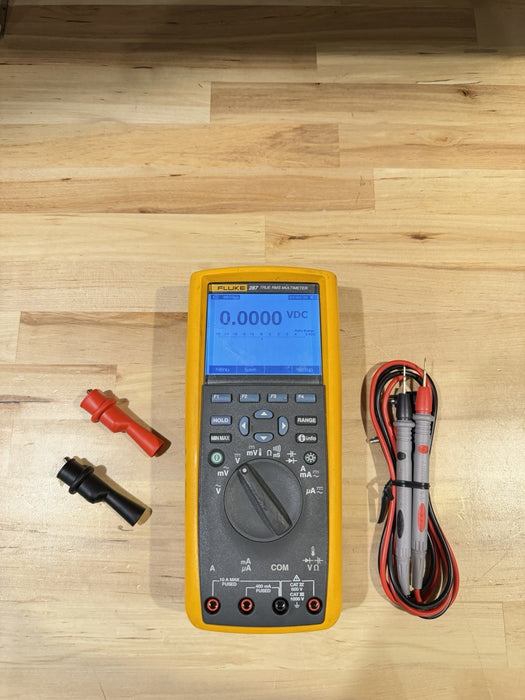 FLUKE 287 TRUE RMS ELECTRONIC LOGGING DIGITAL MULTIMETER W/ LEADS & CLIPS