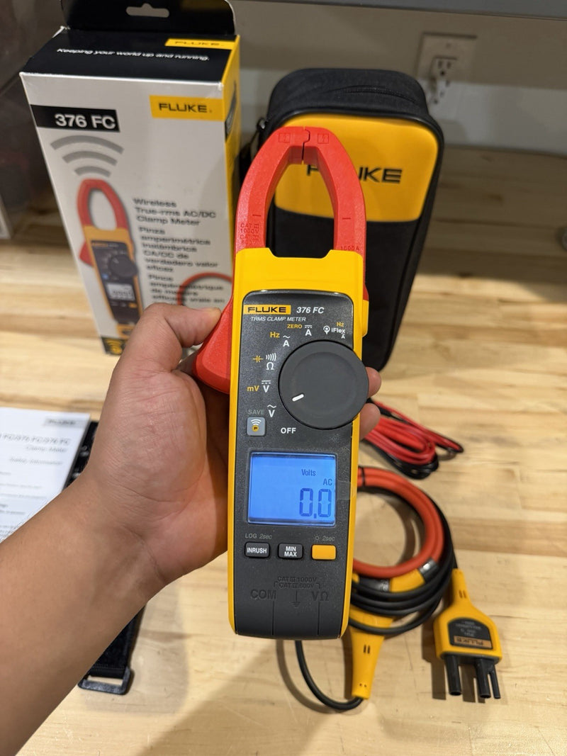 FLUKE 376FC WIRELESS TRUE RMS AC/DC CLAMP METER W/LEADS - SHIPS FAST NEW
