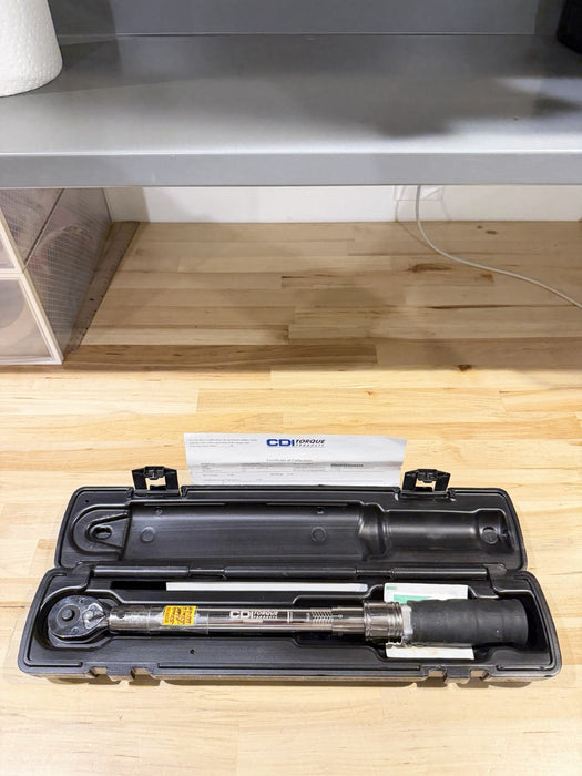CDI 3/8 Drive Micrometer Torque Wrench Model 7502MRRHSS 100-750 In/Lb W Case USA