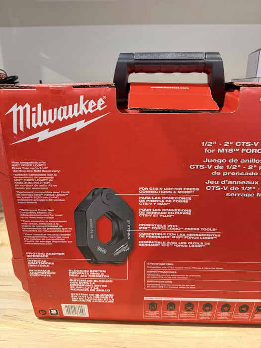 MILWAUKEE 49-16-2692X 1/2"-2" CTS-V PIVOTING PRESS RING KIT FOR FORCE LOGIC NEW