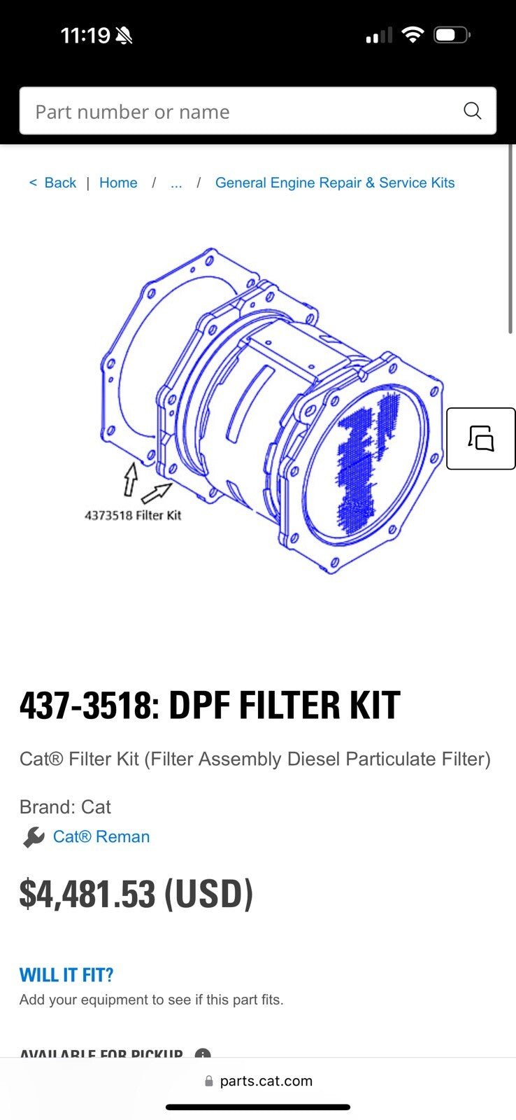 CAT 437-3518 KIT FILTER