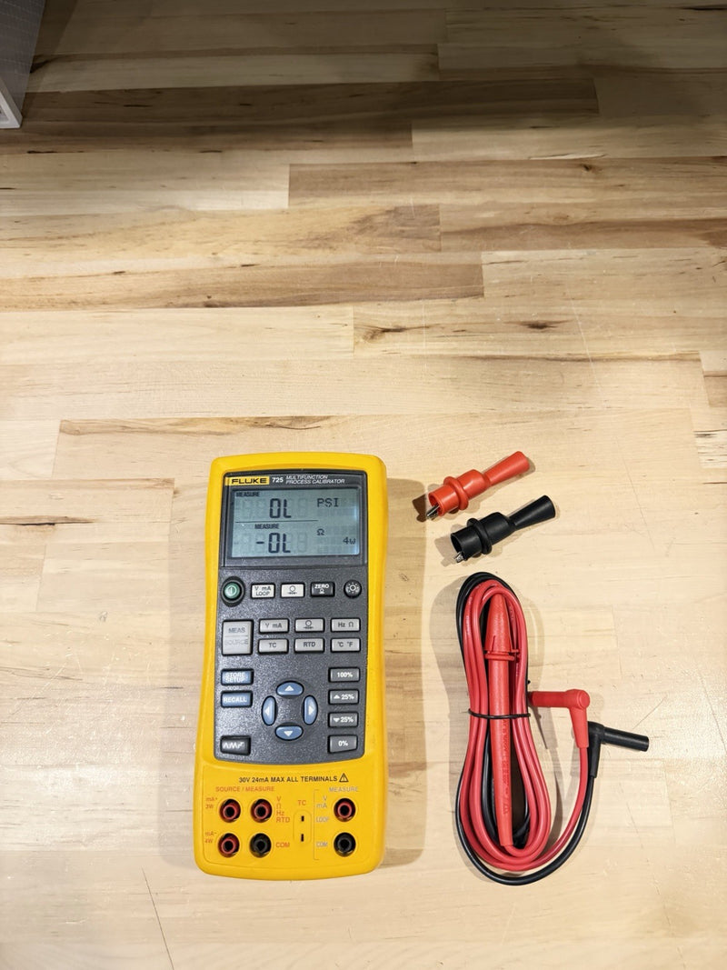 FLUKE 725 MULTIFUNCTION PROCESS CALIBRATOR WITH LEADS & CLIPS TESTED