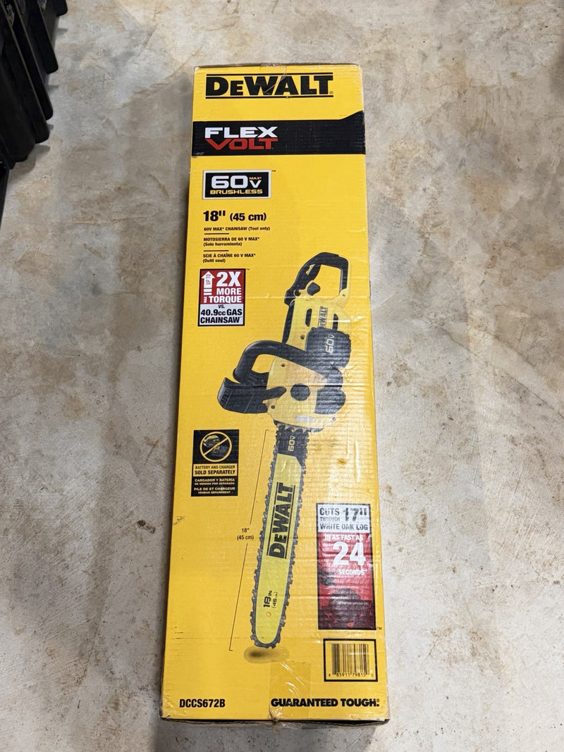 DEWALT DCCS672B FLEX VOLT 60V MAX 18 INCH 45 CM CHAINSAW TOOL ONLY (NEW SEALED)