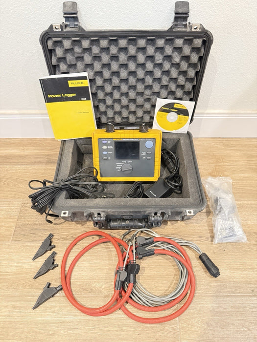 FLUKE 1735 THREE-PHASE POWER LOGGER W/ PROBES & CASE & CHARGER - FREE SHIPPING