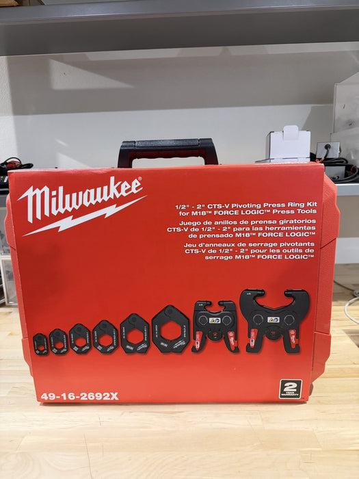 MILWAUKEE 49-16-2692X 1/2"-2" CTS-V PIVOTING PRESS RING KIT FOR FORCE LOGIC NEW
