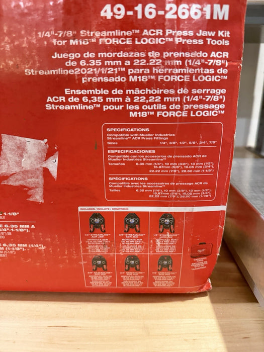 MILWAUKEE 49-16-2661M 1/4”-7/8” STREAMLINE ACR PRESS JAW KIT -NEW FACTORY SEALED