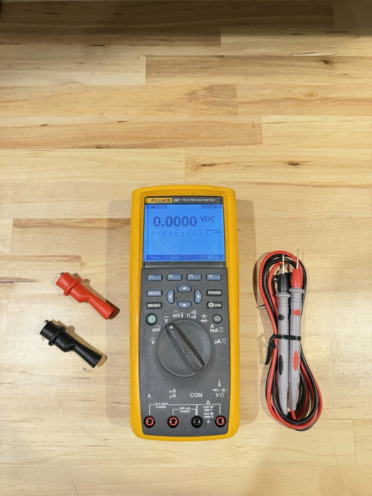 FLUKE 287 TRUE RMS ELECTRONIC LOGGING DIGITAL MULTIMETER W/ LEADS & CLIPS