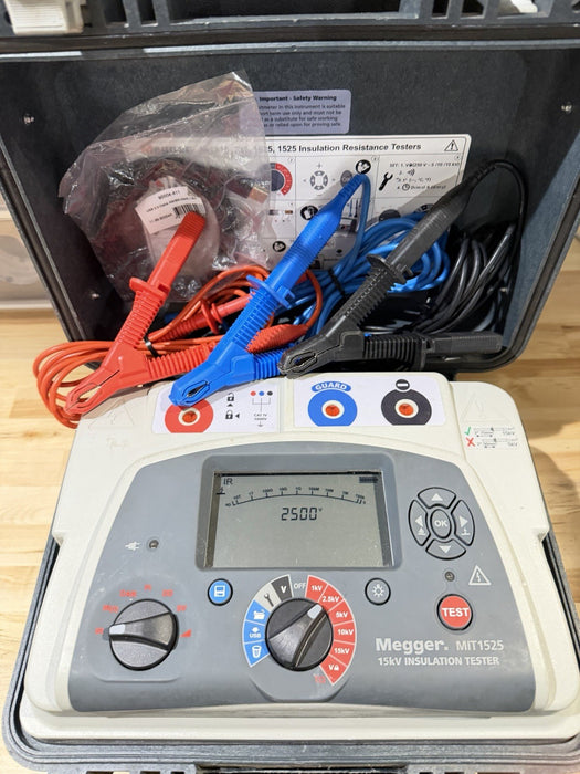 MEGGER MIT1525 15 KV HIGH VOLTAGE INSULATION RESISTANCE TESTER WITH CABLES - TESTED