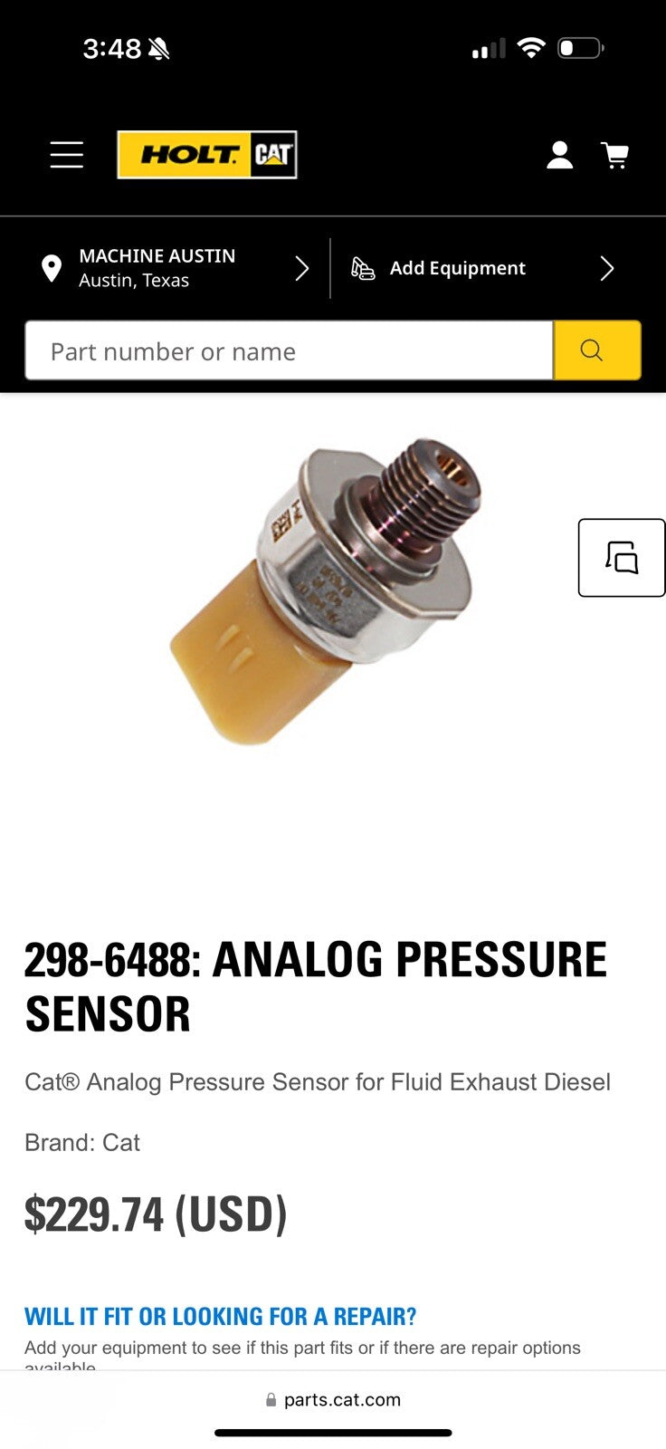CAT 298-6488 ANALOG PRESSURE SENSOR