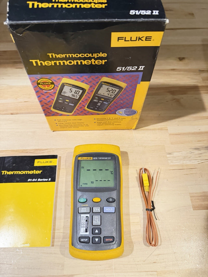 FLUKE 52 II THERMOMETER WITH PROBE CALIBRATED 2026