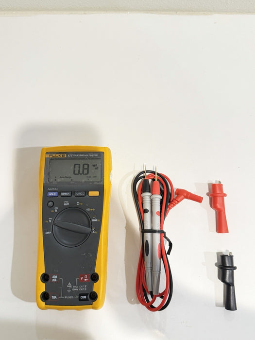 FLUKE 177 TRUE RMS MULTIMETER W/ LEADS & CLIPS - SHIPS FAST