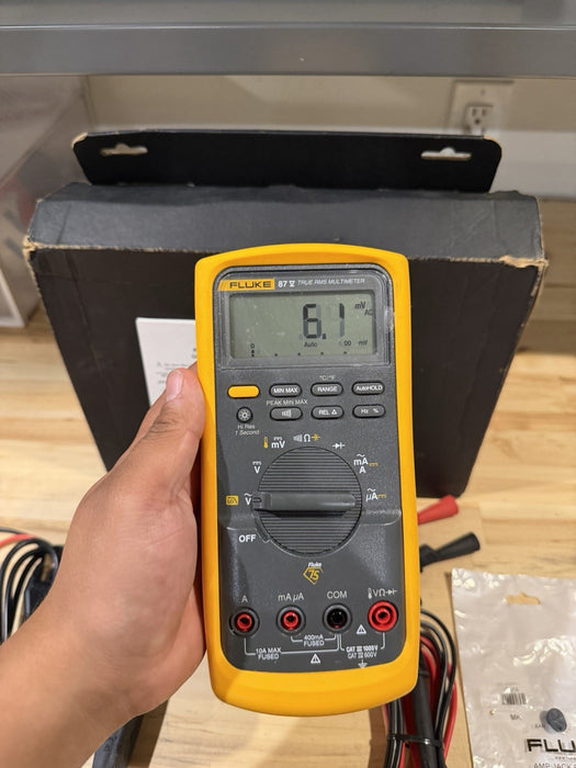 FLUKE 87V TRUE RMS MULTIMETER KIT W/ LEADS & I400 KIT (TESTED) SHIPS FAST
